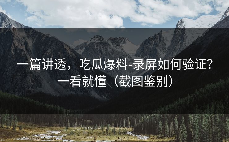 一篇讲透，吃瓜爆料-录屏如何验证？一看就懂（截图鉴别）