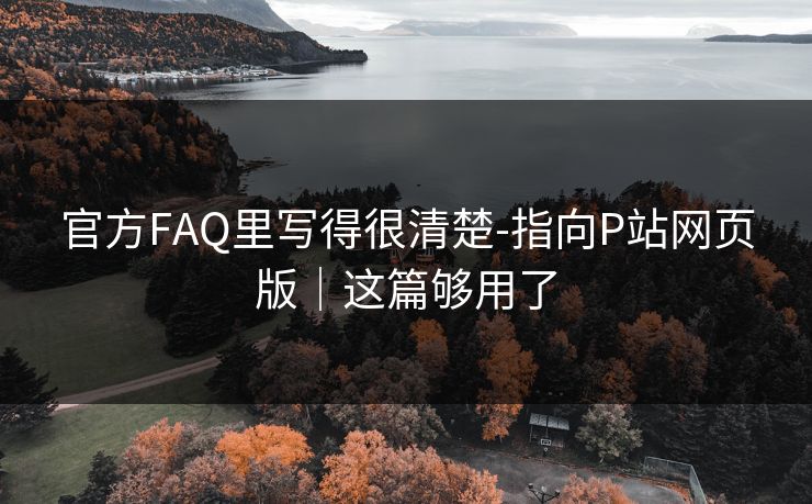 官方FAQ里写得很清楚-指向P站网页版｜这篇够用了