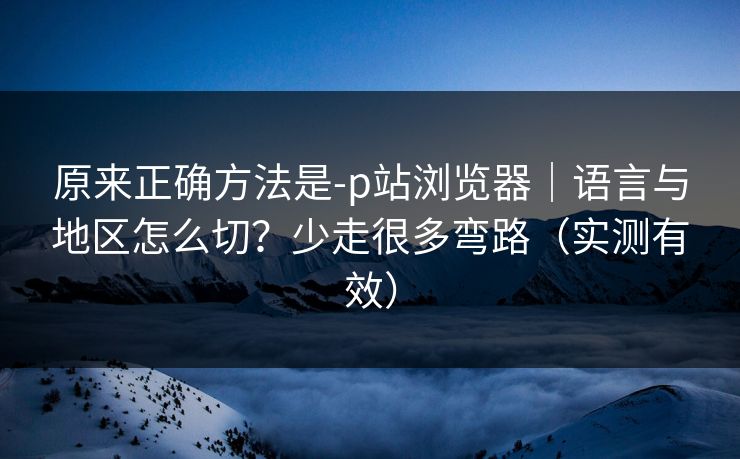 原来正确方法是-p站浏览器｜语言与地区怎么切？少走很多弯路（实测有效）