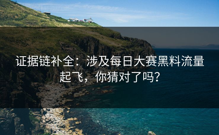 证据链补全：涉及每日大赛黑料流量起飞，你猜对了吗？