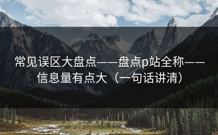 常见误区大盘点——盘点p站全称——信息量有点大（一句话讲清）