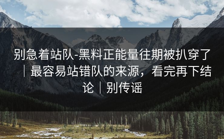 别急着站队-黑料正能量往期被扒穿了｜最容易站错队的来源，看完再下结论｜别传谣
