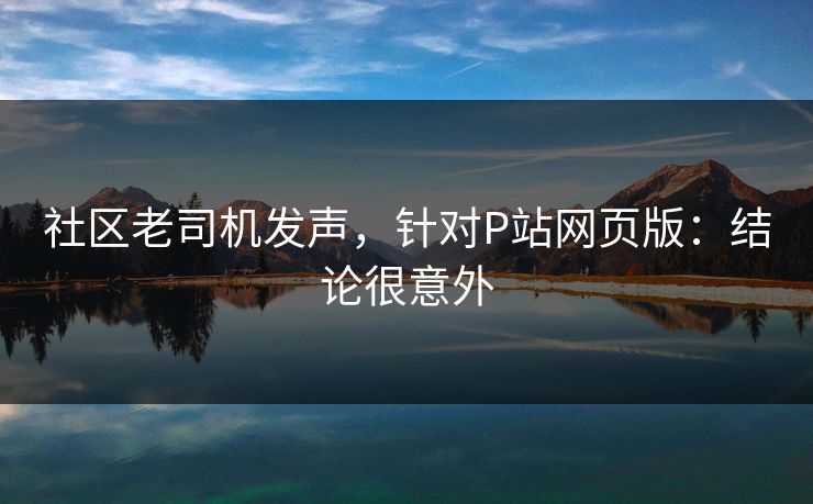 社区老司机发声，针对P站网页版：结论很意外