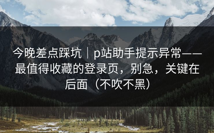 今晚差点踩坑｜p站助手提示异常——最值得收藏的登录页，别急，关键在后面（不吹不黑）