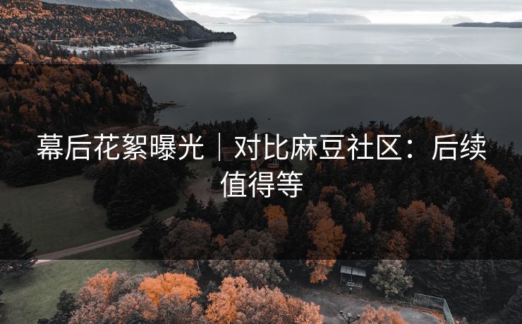 幕后花絮曝光|对比麻豆社区:后续值得等 幕后花絮曝光|对比麻豆社区:后续值得等