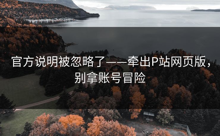官方说明被忽略了——牵出P站网页版,别拿账号冒险 官方说明被忽略了——牵出P站网页版,别拿账号冒险