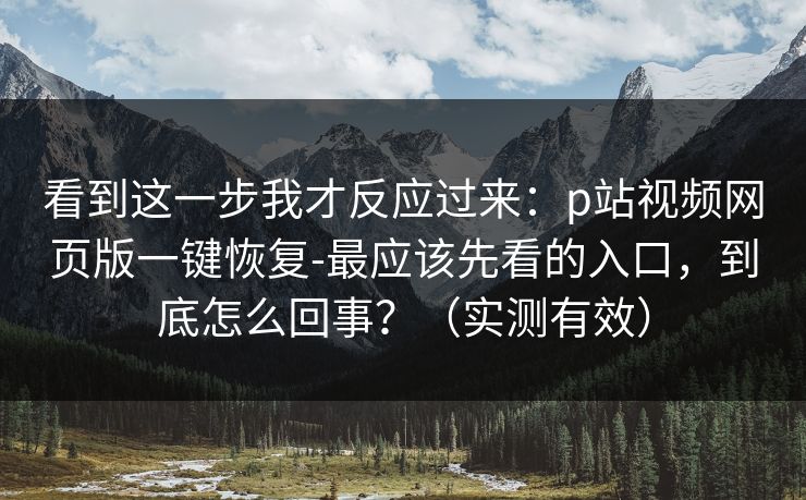 看到这一步我才反应过来：p站视频网页版一键恢复-最应该先看的入口，到底怎么回事？（实测有效）