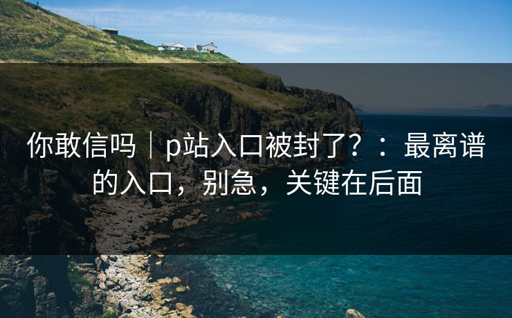 你敢信吗｜p站入口被封了？：最离谱的入口，别急，关键在后面