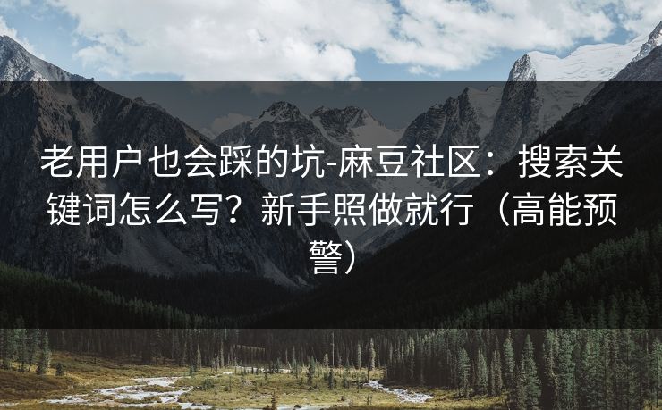 老用户也会踩的坑-麻豆社区:搜索关键词怎么写?新手照做就行(高能预警) 老用户也会踩的坑-麻豆社区:搜索关键词怎么写?新手照做就行(高能预警)