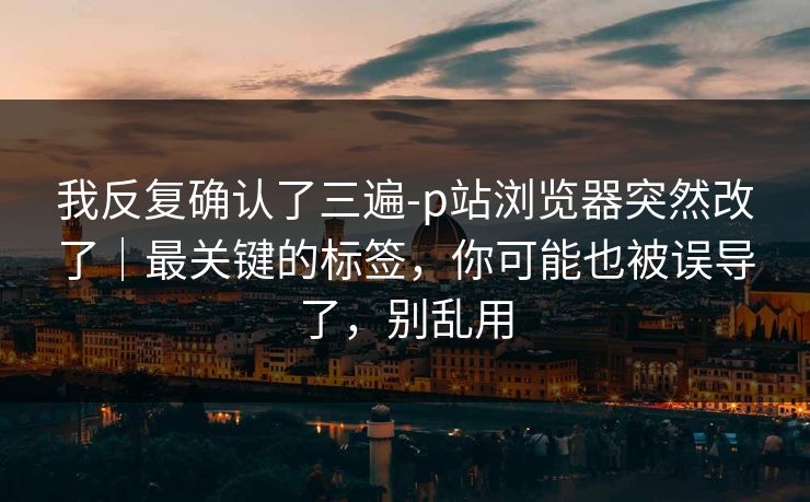 我反复确认了三遍-p站浏览器突然改了|最关键的标签,你可能也被误导了,别乱用 我反复确认了三遍-p站浏览器突然改了|最关键的标签,你可能也被误导了,别乱用